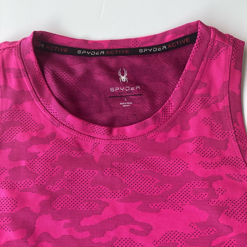 NWT Ladies XL Spyder Active Cropped Tank Top Hot Pink Camo Print Sleeveless - Picture 3 of 3